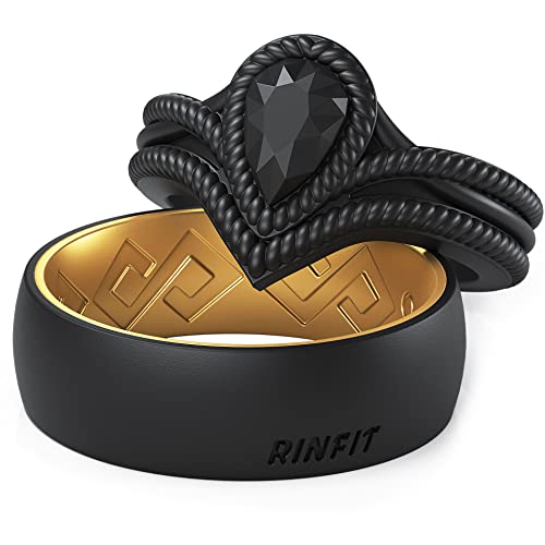 Rinfit Matching Silicone Rings for Couples - Silicone Wedding Bands Sets for Him and Her - His and Hers Ring - Patented Design