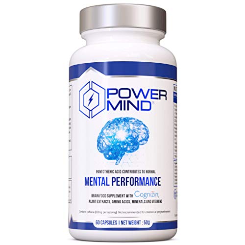 POWERMIND-Mental Performance: Nootropic Cognitive Enhancer Brain Booster with Cognizin® Citicoline, Bacopa Monnieri, Guarana for Focus & Memory, Tyrosine & Theanine for Motivation & Well-Being