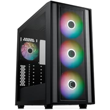 Cooler Master MasterBox 600 Mid-Tower E-ATX Caixa de fluxo de ar – Conexão traseira MB e radiador de 420 mm pronto, 3 x 140 mm e 1 x 120 mm ARGB PWM ventiladores pré-instalados, lado de vidro