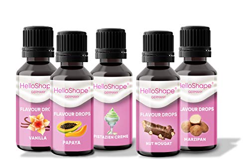 Unsere Winter Mix-Box | Flavour Drops zuckerfrei (5x 30ml) OHNE KALORIEN - 5 tolle Geschmackssorten im Vorteilspack für den Winter | vegan | Für Naturjoghurt, Porridge oder Quark - HelloShape Cover