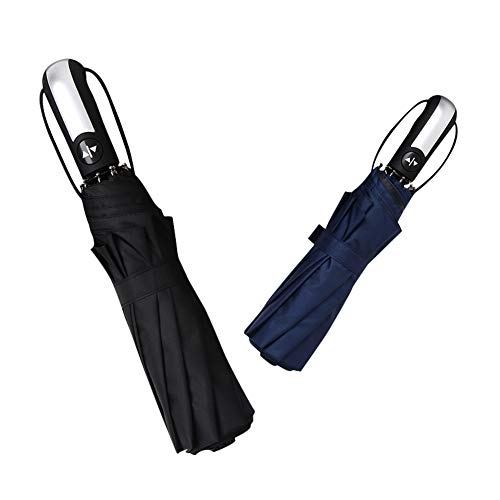 HYCOPROT Paraguas Resistentes Al Viento Para Mujeres y Hombres, Paraguas de Viaje Plegable Automático Compacto a Prueba de Viento con Revestimiento de Bloqueo UV y Mango Ergonómico Portátil