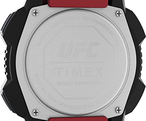 Image of TIMEX UFC Core Shock Digital Watch for man with Black Round Dial & Red Resin Bracelet Band Water Resistant Men's Wrist Watches - TW4B276000D