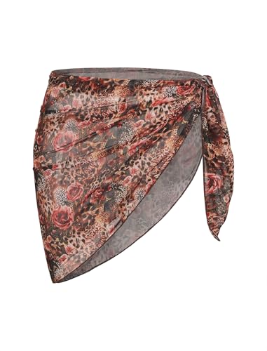 Image of ZAFUL Women's Sarong Coverups Beach Wrap Sheer Bikini Cover Up Mini Skirt | Wraps Swimwear, Cover Ups for Swimwear, Multi-Wear, Texture, Floral