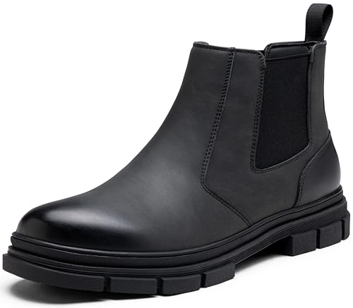 Image of Jousen Chelsea Boots Men Casual Slip On Boots for Men Ankle Waterproof Dress Mens Boots (AMY8419 blackpu 10)