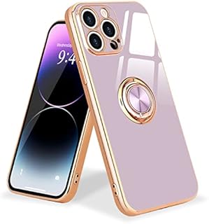 Urarssa for iPhone 14 Pro Case Ring Holder 360 Degree Rotation Finger Magnetic Car Stand Shockproof Phone Case Cover for iPhone 14 Pro, Purple