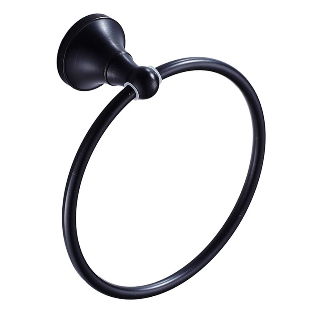 LSOAARRT Home Towel Ring Bronze Finish Wall Mounted Durable Vintage Simplicity Decorative Bathroom Accessories Clothes Hanger (Black)