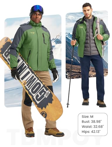 Image of TBMPOY Men's Winter Jackets Skiing Waterproof Snow Thick Fleece Lined Hooded Utility Cold Weather Warm Outdoor Ice Work