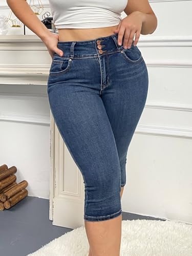 Flamingals Butt Lifting Mid Waist Skinny Jeans for Women Stretchy Fall Trendy Pull On Denim Capris3