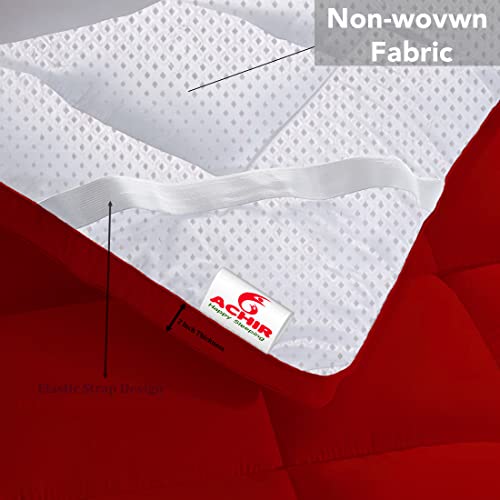 Image of ACHIR 500 GSM Super Soft Microfiber Mattress Topper /Padding for Soft and Comfortable Sleep - Red, (California King, 72 inchx84 inchinch, 6ft x 7ft)