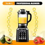 ASH01-B 59Oz Blenders for Kitchen with Heating, 1200W Adjustable 26000-60000RPM High Speed Food Processors Black Professional blender with Keep Warm 14 Functions Auto Clean for Smoothies Soups Sauces - Image 4