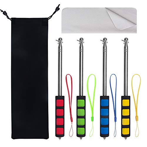 Enjoyist 4 Packs Assorted Color Telescoping Flagpole, Extendable Stainless Steel Banner Tour Guides