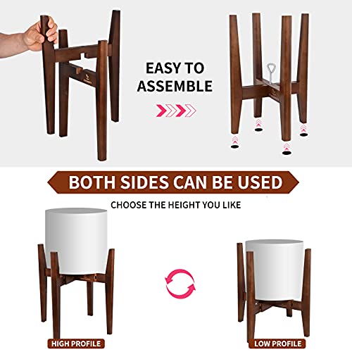 Ziozertt Adjustable Plant Stand New Indoor Wood Plant Stand Mid Century Modern Flower Pot Holder Rack With Tray, Fit 8'' To 12'' Planter(Plant And Pot Not Included) #TOP3