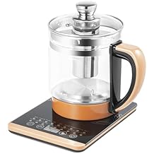1.8L Glass Electric Tea Kettle w/Tea Strainer and Egg Steamer, 800W Electric Pot with 18 Smart Menu, Coffee and Boiling Water, 24 H Keep Warm meet 2-3 people, For Coffee Soup Fondue