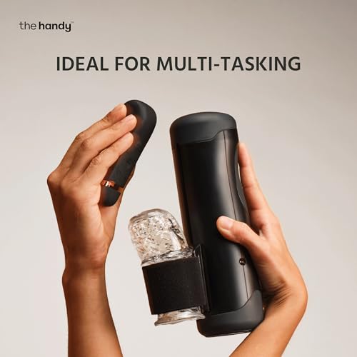 the handy masturbator with handsfree desk mount and cup bundle - interactive male stroker - adult sex toys