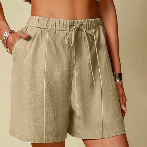 Linen Shorts for Women High Waisted Lightweight Casual Summer Drawstring Short Pants Beach Vacation Outfit W Pockets2