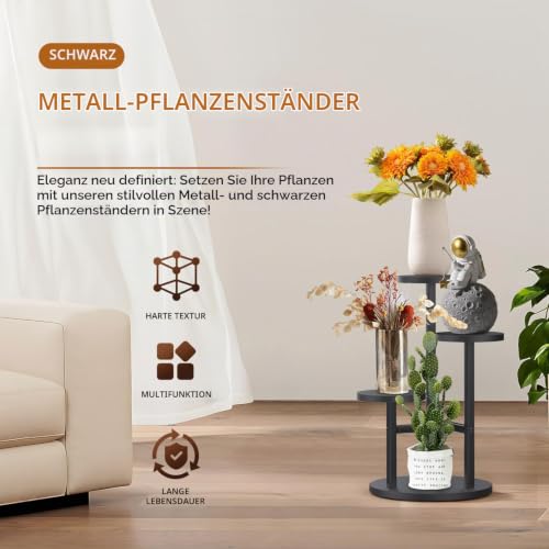FRONDENT Pflanzenständer, 3 Etagen Blumenständer Innen, Blumenhocker Ecke, Blumentopfständer Metall… – Ansicht 3