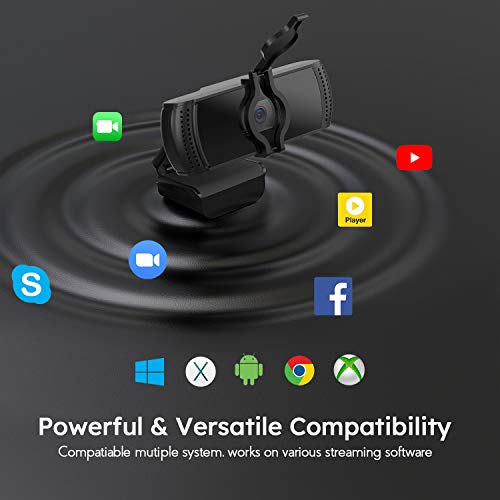 image for Webcam with Microphone and Privacy Cover, BOIFUN 1080P Computer Laptop