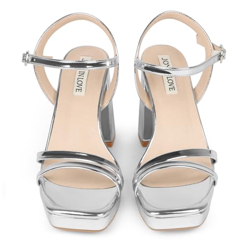 Image of JOY IN LOVE Platform Heels for Women 3.5 Inch Chunky Block Heel Ankle Strap Sandals