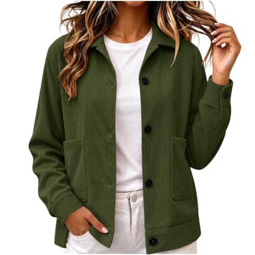 Gumipy Womens Corduroy Jacket Button Up Casual Collared Shirt Cropped Coats - image 1