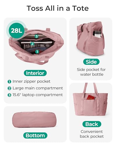Image of BAGSMART Tote Bag for Women, Tote Bag with Zipper Work Tote with Compartments Nurse Shoulder Hanbag for Travel, Gym