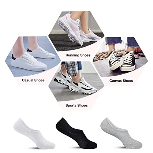 Akoeny Womens No Show Socks Low Cut Ankle No Slip Thin Footies Slip On Sneakers, Size 8-10, Black/White/Grey, 6 Pairs #TOP5