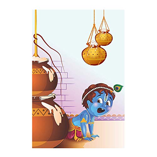 Image of PAPER PLANE DESIGN Paper Baby Krishna Poster for Pregnant Women - 12 x 18 Inch, Multicolor (Design-J)