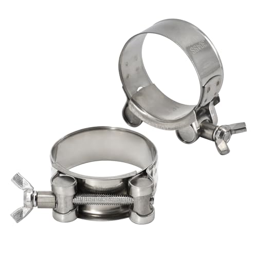 304 Stainless Steel T-Bolt Hose Clamps, 80-85mm Wing Screw Bolt Tube Clamps Heavy Duty Pipe Clamps (2 Pack)
