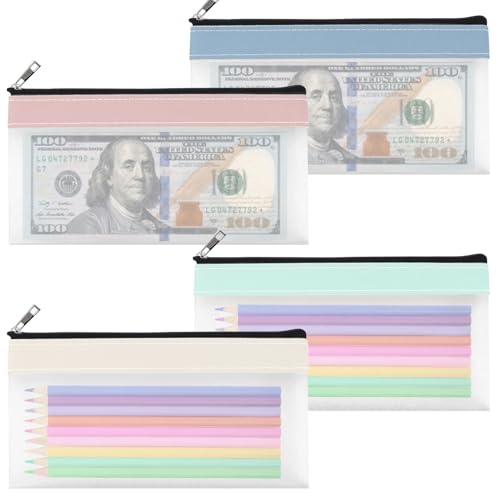 Image of 4PCS Clear Pencil Pouch, Pencil Case,Pen Holder with Zipper for Kids, Clear Travel Pouch, Pencil Pouch for Office School Supplies