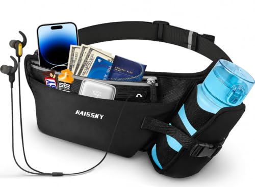 Ceinture Course a Pied avec Porte-Bouteille Ceinture Running Femme Homme Réglable Running Belt pour iPhone 17 16 15 Samsung S25 S24 Ultra Jusqu’à 6.9