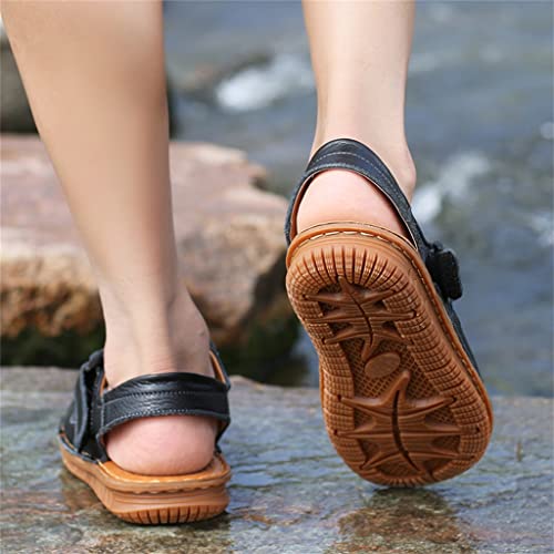 Men Sandals Hollow Out Breathable Genuine Leather Casual for Driving Flat Men Sandals(42)4