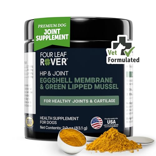 Four Leaf Rover Hip & Joint - Mobility & Joint Support with Glucosamine and Chondroitin for Dogs, 2.9 oz - 22 to 60 Day Supply, Depending on Dog’s Weight - Vet Formulated - Easy to Mix - Delicious