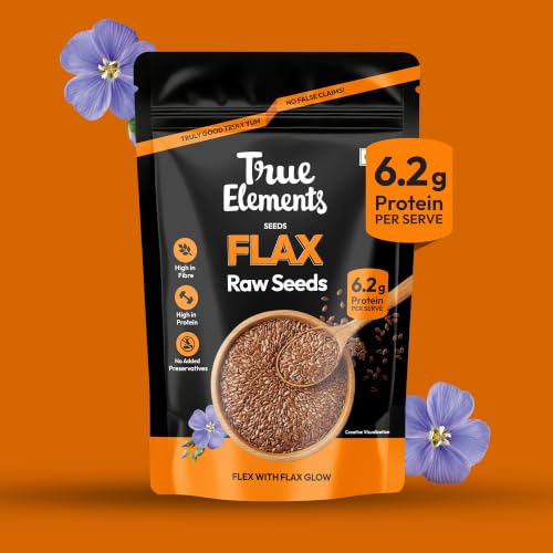 Image of True Elements Flax Seeds Raw 1kg - Alsi Seeds | Rich in Protein | Good for Hair Growth | Edible Superfood for Eating | Source of Iron & Dietary Fibre