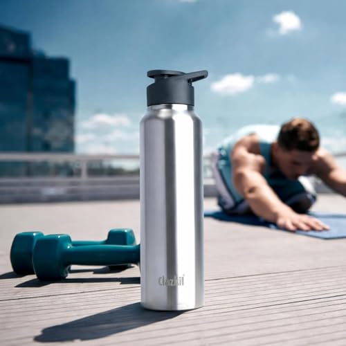 Image of Clazkit Amaze 1000ml Sporty Stainless Steel Water Bottle Set of 6 |ISI Certified | Leakproof, Rust-Free, BPA-Free, Durable for College, Fridge, Sports, Gym, Yoga & Office - Easy to Clean & Reusable