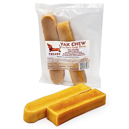 Treaby Himalayan Yak Milk Chews - Extra Large Dental Sticks for Dogs & Puppies (2 Pack, 131-150g, 15cm), 150 g (Pack of 2)