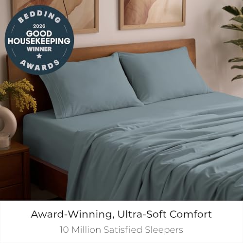 Image of Mellanni Full Sheets Set - 4 PC Iconic Collection Bedding | Hotel Luxury, Extra Soft, Cooling Bed Sheets - Wrinkle, Fade, Stain Resistant (Full, Spa Blue)
