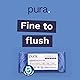 Pura Öko Spülbares Feuchtpapier, 1 Packung (40 Tücher), 100% plastikfrei, 99% Wasser, sensible und pflegende Feuchttücher, zertifiziert Fine to Flush biologisch abbaubar, vegan (Packung mit 3)