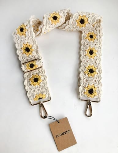 Crochet Floral Purse Straps Replacement Crossbody for Bag Shoulder Strap Women Adjustable Wide Handbag Straps (ivory)3
