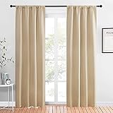 NICETOWN Kitchen Room Darkening Curtains - Panel Home Fashion Thermal Insulated Solid Rod Pocket Curtains for Window(Biscotti Beige, 1 Pair, 42 inches Wide by 84 inches Long)
