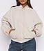 PRETTYGARDEN Women's Quilted Bomber Jacket Fall Fashion 2026 Lightweight Cropped Zip up Outerwear Winter Puffer Coats Pockets (Beige,Large)
