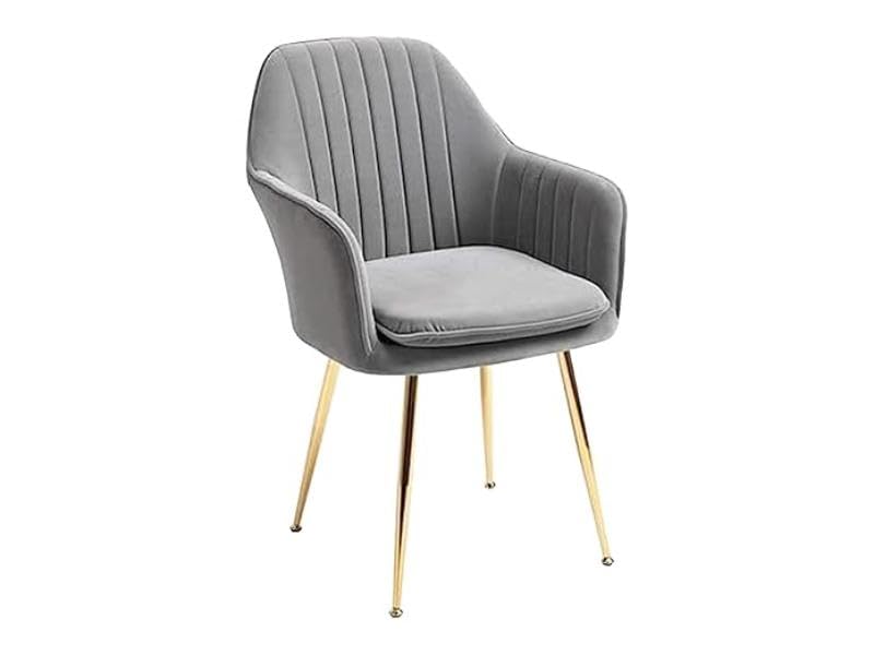 Image of Accent Chairs for Living Room | Modern Armchair in Velvet Fabric with Golden Legs | Set of 1 Chair for Home, Office, Restaurent, Cafe (Dark Grey)