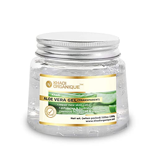 Image of Khadi Organique Aloe Vera Gel for Face | Hydrating, Soothing & Moisturizing Pure & Natural Aloe Vera Anti-Acne Gel Moisturizer for Dark Circles | For Women & Men of All Skin Types - 200gm