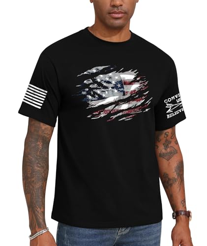 KESHIAN Men's American USA Flag Patriotic T Shirt Crewneck Casual Mens Graphic Tees2