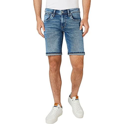 Short en jean pour homme Pepe Jeans coupe droite bleu denim grande taille W40