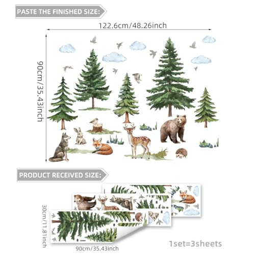 Vinilo Decorativo Grande Bosque con Animales para Pared miniatura 2