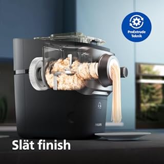 Philips Serie 7000 Macchina per la Pasta - Tecnologia ProExtrude, Pesatura Automatica, 8 Trafile, Impasto Perfetto, Facile da Pulire, Fino a 8 Porzioni, Nero (HR2665/93)