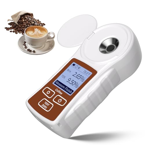 Professional Coffee TDS Refractometer with ATC, YOWEXA Coffee Brix Meter Supports One-tap Calibration Anti-Glare Interference, Rechargeable Digital Refractometer for Coffee Enthusiasts (0-22%, ±0.2%)