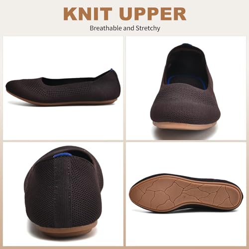 Image of Puxowe Women's Ballet Flats Breathable Knit Slip On Comfortable Round Toe Walking Shoes with Arch Support Insole for Work