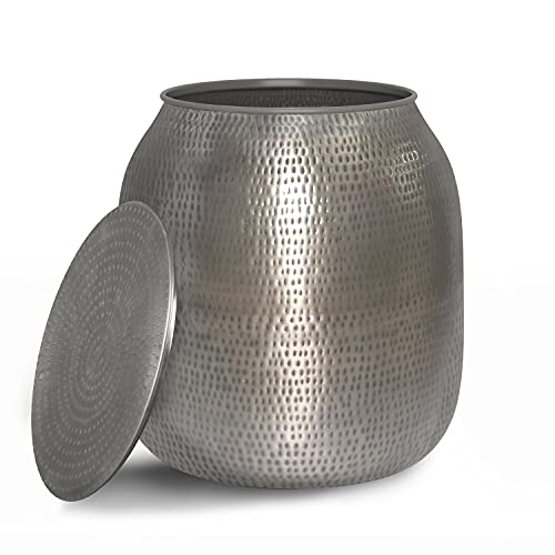 Simplihome Griffen Industrial 19 Inch Wide Metal Storage Accent Side Table In Antique Silver, Fully Assembled, End, Bedside Table And Nightstand, For The Living Room And Bedroom #TOP5