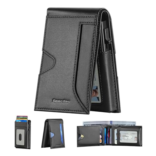 Catálogo de Cartera Caballero los más solicitados. 45 Spardar Carteras para Caballero, Tarjetero Hombre de Piel con Funda Emergente, Ranura para Billetes y Ranura para Tarjetas de Crédito, Apta para Marido, Padre y Novio