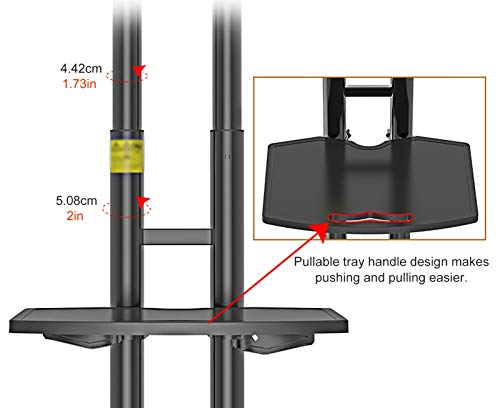 Soporte móvil para TV de 32 a 65 pulgadas, ajustable en altura miniatura 5
